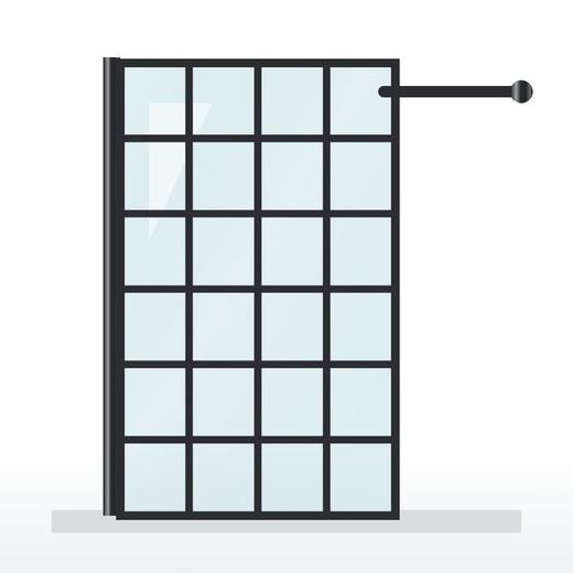 Panel fijo walk-in decorado cuadros perfil negro · Negro mate