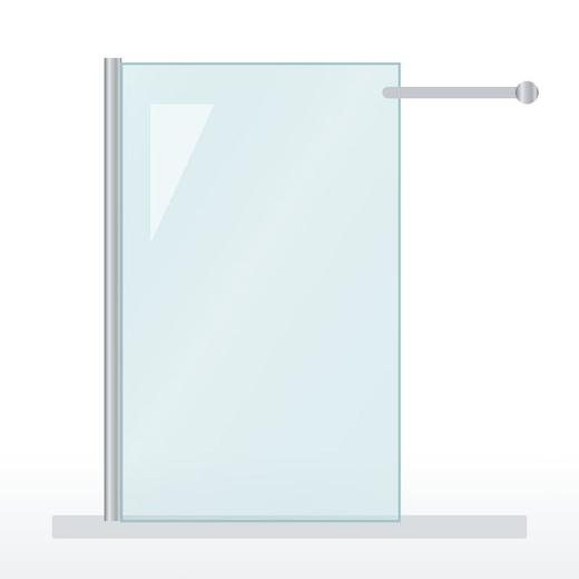 Panel walk-in con fijo abatible 8 mm · Cromo